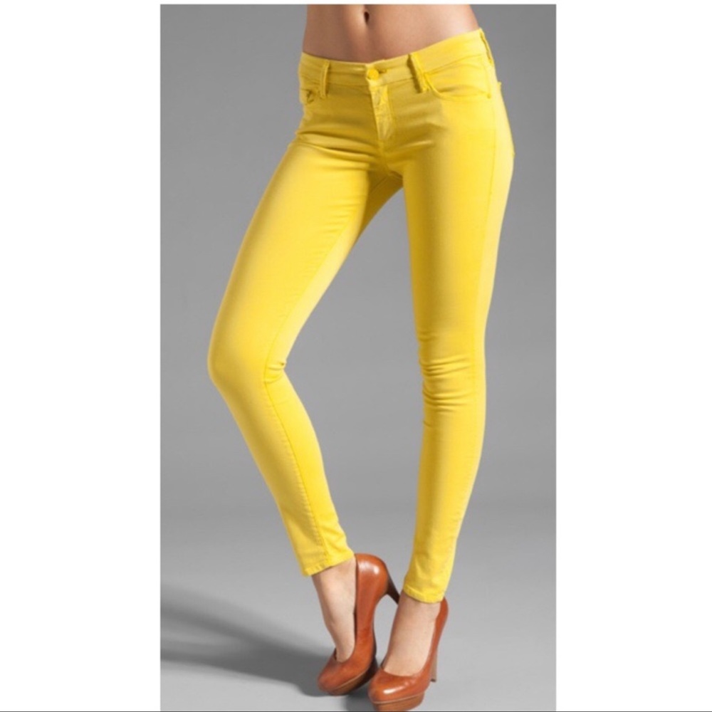 New Mother The Looker Yellow Starfruit Stretch Denim Skinny Pants 28